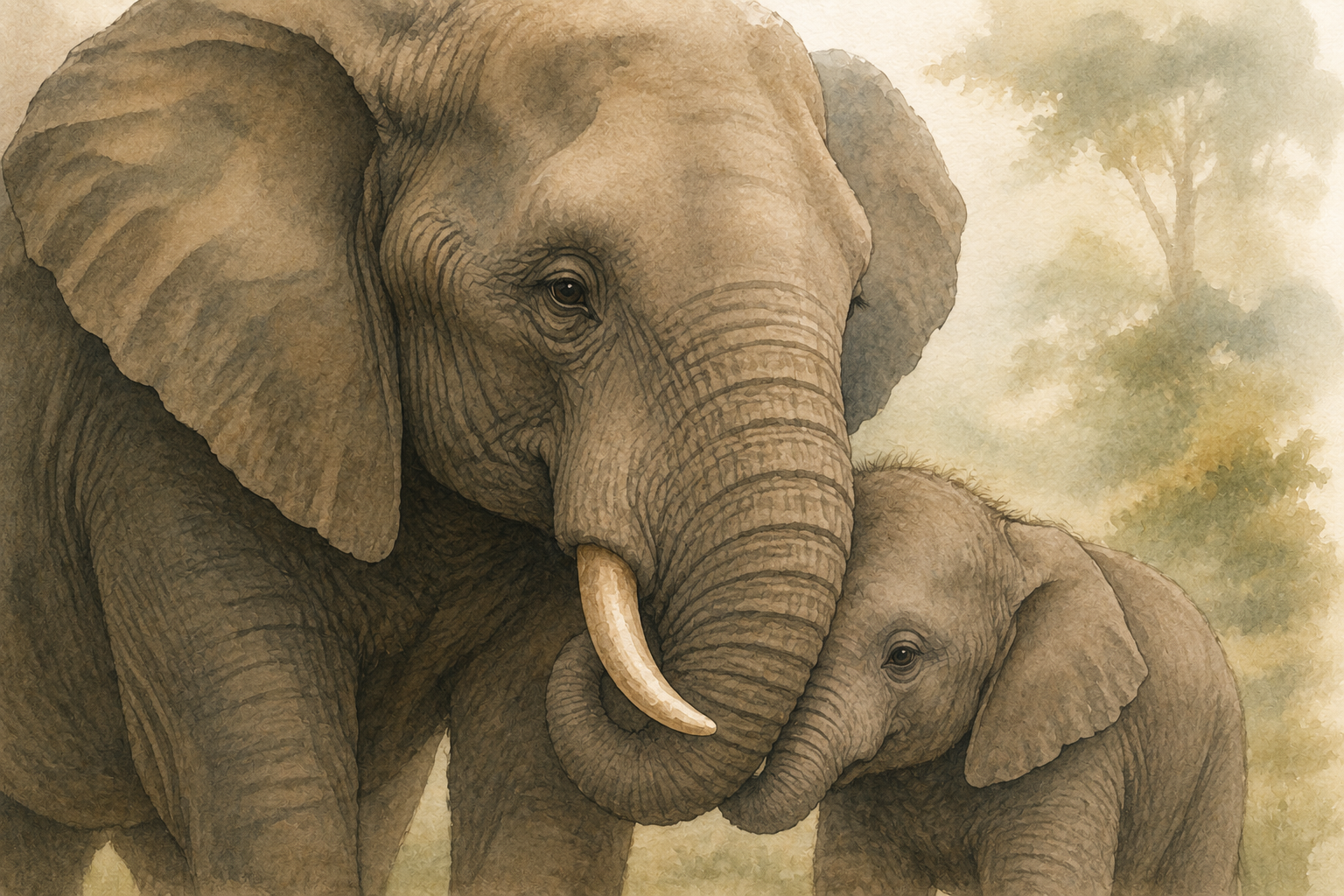 An elephant in a quiet landscape