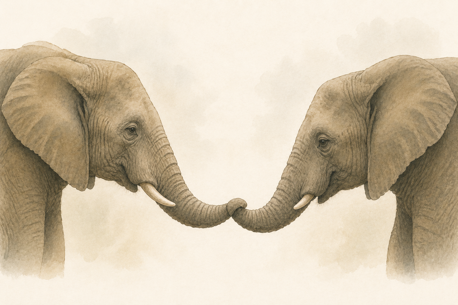 Two elephants facing each other
